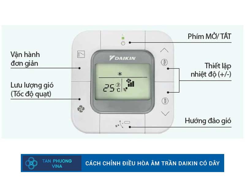Cách chỉnh điều hòa Daikin âm trần có dây