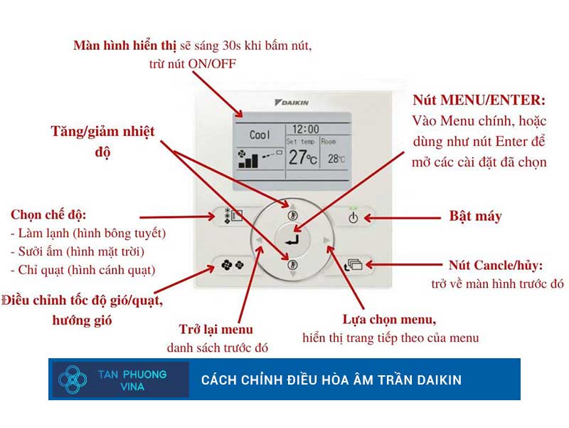 Cách chỉnh điều hòa âm trần